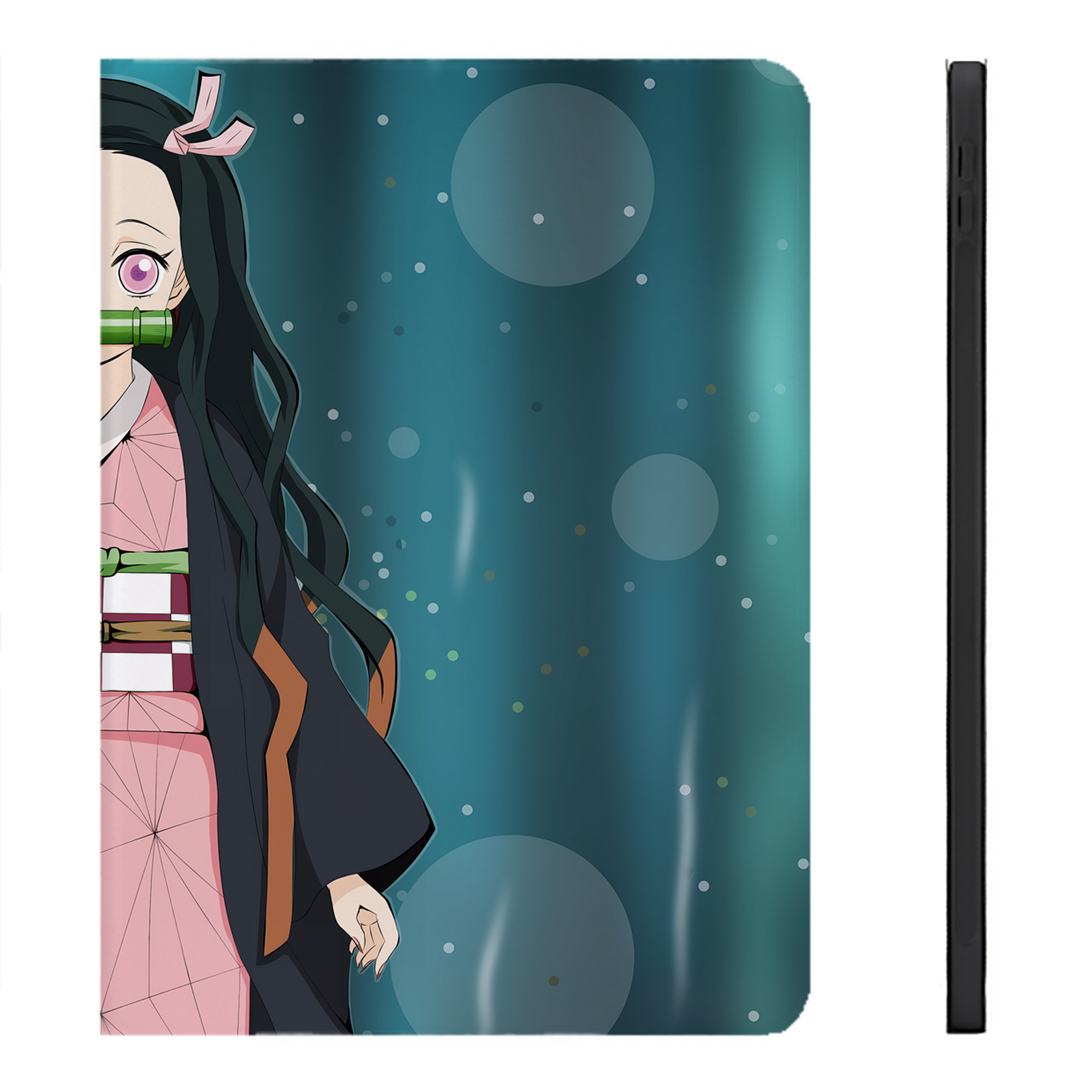 （画像用） 鬼滅の刃（きめつのやいば）竈門 禰󠄀豆子／かまど ねずこ Kamado Nezuko IPadケース ペンホルダー付き ブックスタイルデザイン